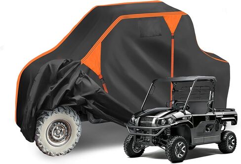 غطاء X AUTOHAUX UTV لـ Kawasaki MULE PRO-MX LE 2019-2025 مقاوم للماء جنبًا إلى جنب غطاء حماية من تخزين المطر في الهواء الطلق 210D-PU أسود 285x153x192 سم/112.2x60.24x75.59in in Kuwait