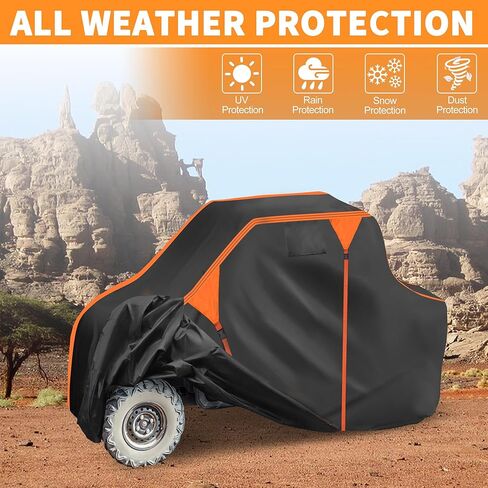 غطاء X AUTOHAUX UTV لـ Kawasaki MULE PRO-MX LE 2019-2025 مقاوم للماء جنبًا إلى جنب غطاء حماية من تخزين المطر في الهواء الطلق 210D-PU أسود 285x153x192 سم/112.2x60.24x75.59in in Kuwait