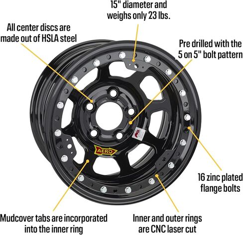 Aero Race Wheel 53-105040 15X10 4IN 5.00 BLACK in Saudi Arabia