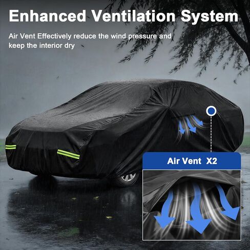 غطاء سيارة Favoto SUV للسيارات - مقاوم للماء في جميع الأحوال الجوية للسيارات، أغطية خارجية كاملة مقاومة لأشعة الشمس والمطر وقابلة للتنفس ومناسبة عالميًا لسيارات الدفع الرباعي (181-190 بوصة) لـ RAV4، CR-V، Mach-E إلخ. in Kuwait