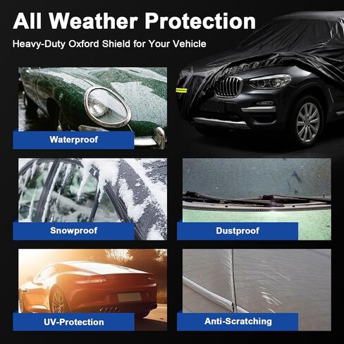 غطاء سيارة Favoto SUV للسيارات - مقاوم للماء في جميع الأحوال الجوية للسيارات، أغطية خارجية كاملة مقاومة لأشعة الشمس والمطر وقابلة للتنفس ومناسبة عالميًا لسيارات الدفع الرباعي (181-190 بوصة) لـ RAV4، CR-V، Mach-E إلخ. in Kuwait