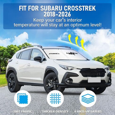 Windshield Sun Shade for Subaru Crosstrek 2018-2026, Car Front Window Covers Sun Visor Protector, Foldable Blocks UV Rays Sunshade Custom Fit for Subaru Crosstrek Accessories in Saudi Arabia