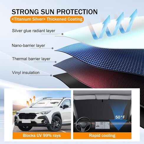 Windshield Sun Shade for Subaru Crosstrek 2018-2026, Car Front Window Covers Sun Visor Protector, Foldable Blocks UV Rays Sunshade Custom Fit for Subaru Crosstrek Accessories in Saudi Arabia