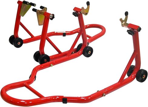 Geelife Motorcycle Stand Lift - Steel Red - 440Lbs Load Capacity - Motorcycle Repair Storage - in Saudi Arabia
