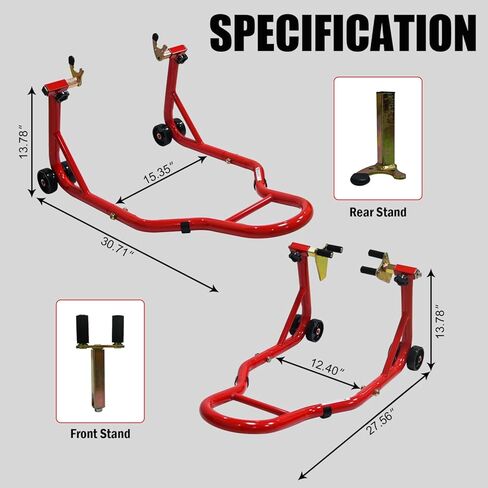 Geelife Motorcycle Stand Lift - Steel Red - 440Lbs Load Capacity - Motorcycle Repair Storage - in Saudi Arabia