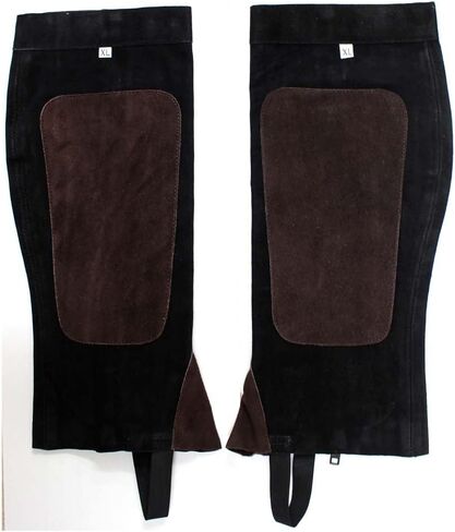 Over-The-Boot Half Chaps for Horseback Riding | Size Extra Large (XL) | Two-Tone Genuine Leather | Customized Fit with Adjustable Strap | 18" (45.7 cm) Length for Optimal Protection in Saudi Arabia