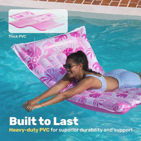 Sloosh Inflatable Pool Floats Raft,Floating Lounge for Adults,72x33 inch Swimming Mat Pool Mattress with Headrest,2 Pieces Float Air Mat for Summer Water Beach Fun in Saudi Arabia