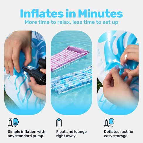 Sloosh Inflatable Pool Floats Raft,Floating Lounge for Adults,72x33 inch Swimming Mat Pool Mattress with Headrest,2 Pieces Float Air Mat for Summer Water Beach Fun in Saudi Arabia