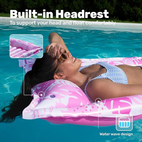 Sloosh Inflatable Pool Floats Raft,Floating Lounge for Adults,72x33 inch Swimming Mat Pool Mattress with Headrest,2 Pieces Float Air Mat for Summer Water Beach Fun in Saudi Arabia