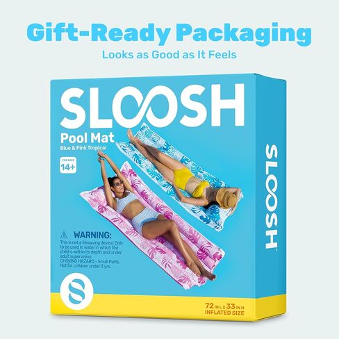 Sloosh Inflatable Pool Floats Raft,Floating Lounge for Adults,72x33 inch Swimming Mat Pool Mattress with Headrest,2 Pieces Float Air Mat for Summer Water Beach Fun in Saudi Arabia
