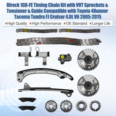 4.0 1GR-FE مجموعة سلسلة التوقيت مع مسننات VVT، وشداد وأدلة متوافقة مع Toyota 4Runner 05-09، Tacoma 05-15، Tundra 05-10، FJ Cruiser 4.0L V6 - يستبدل 13050-0P010، 13050-31030 in Kuwait
