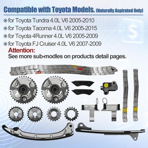 4.0 1GR-FE مجموعة سلسلة التوقيت مع مسننات VVT، وشداد وأدلة متوافقة مع Toyota 4Runner 05-09، Tacoma 05-15، Tundra 05-10، FJ Cruiser 4.0L V6 - يستبدل 13050-0P010، 13050-31030 in Kuwait