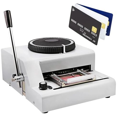 Manual Embossing Machine for PVC Cards, 72 Character Letterpress Printer, CR-80 Dog Tag Metal Card Marking, Durable PVC Card Printer (72D White) in Kuwait