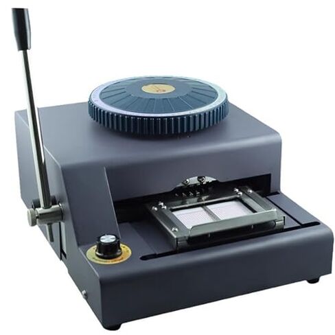 Manual Embossing Machine for PVC Cards, 72 Character Letterpress Printer, CR-80 Dog Tag Metal Card Marking, Durable PVC Card Printer (72D White) in Kuwait