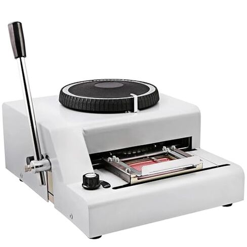 Manual Embossing Machine for PVC Cards, 72 Character Letterpress Printer, CR-80 Dog Tag Metal Card Marking, Durable PVC Card Printer (72D White) in Kuwait