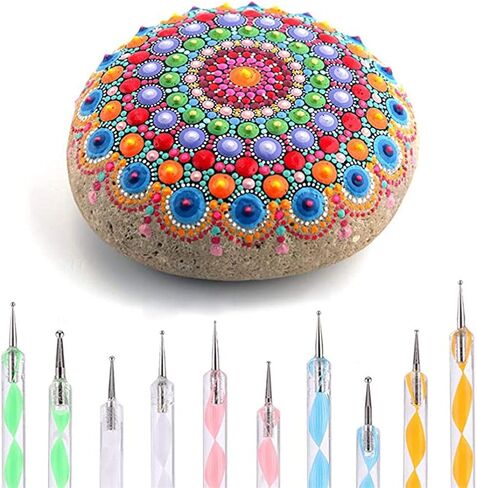 Rock Painting Pen Dot Dotting Tools Stencils DIY Stone Embossing Starter Drawing Stylus Pens Art Kit in Saudi Arabia