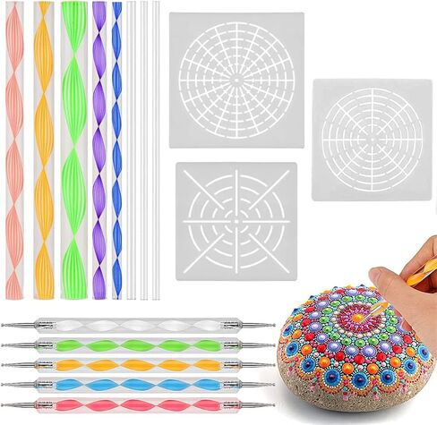 Rock Painting Pen Dot Dotting Tools Stencils DIY Stone Embossing Starter Drawing Stylus Pens Art Kit in Saudi Arabia