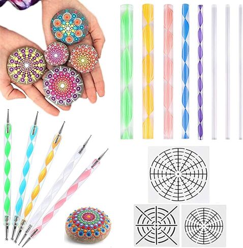 Rock Painting Pen Dot Dotting Tools Stencils DIY Stone Embossing Starter Drawing Stylus Pens Art Kit in Saudi Arabia