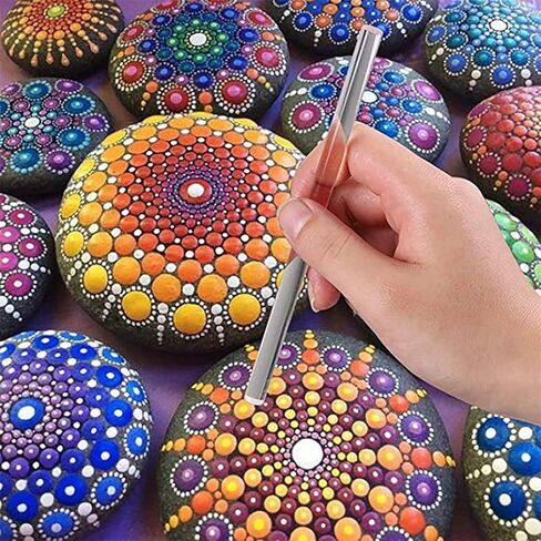 Rock Painting Pen Dot Dotting Tools Stencils DIY Stone Embossing Starter Drawing Stylus Pens Art Kit in Saudi Arabia
