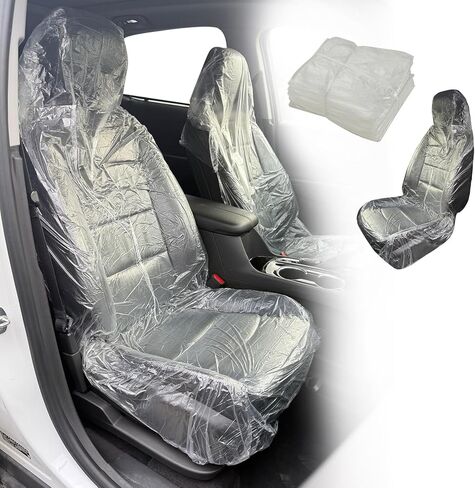 ROCCS 50PCS Disposable Car Seat Covers, Transparent Waterproof Plastic Seat Protector Universal for Airplane Seat, Salon Chairs, Restaurant Seats, Bus Seats & Most Vehicles in Saudi Arabia