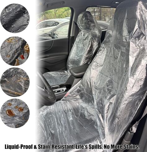 ROCCS 50PCS Disposable Car Seat Covers, Transparent Waterproof Plastic Seat Protector Universal for Airplane Seat, Salon Chairs, Restaurant Seats, Bus Seats & Most Vehicles in Saudi Arabia
