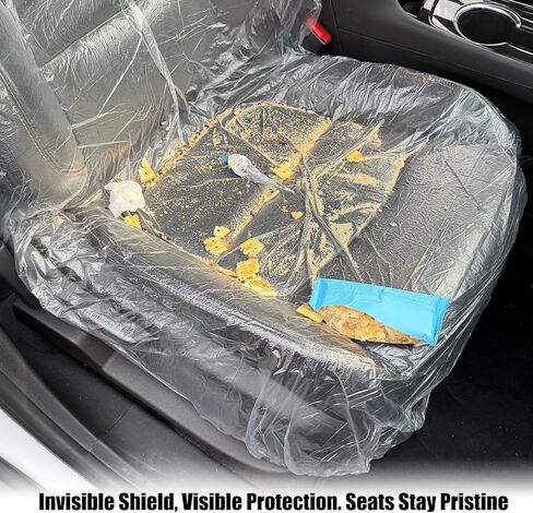 ROCCS 50PCS Disposable Car Seat Covers, Transparent Waterproof Plastic Seat Protector Universal for Airplane Seat, Salon Chairs, Restaurant Seats, Bus Seats & Most Vehicles in Saudi Arabia