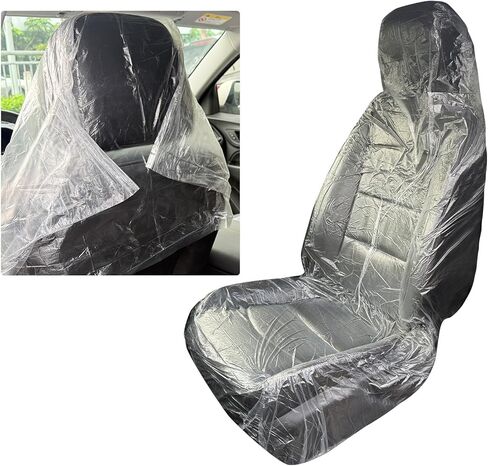 ROCCS 50PCS Disposable Car Seat Covers, Transparent Waterproof Plastic Seat Protector Universal for Airplane Seat, Salon Chairs, Restaurant Seats, Bus Seats & Most Vehicles in Saudi Arabia