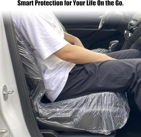 ROCCS 50PCS Disposable Car Seat Covers, Transparent Waterproof Plastic Seat Protector Universal for Airplane Seat, Salon Chairs, Restaurant Seats, Bus Seats & Most Vehicles in Saudi Arabia