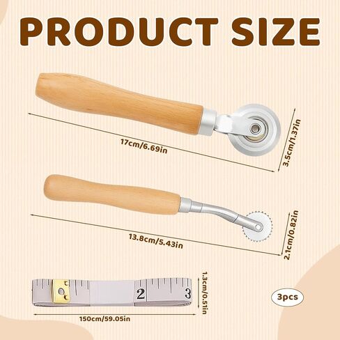 3Pcs Box Resizer Tool, Cardboard Scoring Tool and Paper Perforator Tool, Includes Tracing Wheel and Measuring Tape, Professional Paper Craft Tool Kit for Cardboard Box Resizing and Paper Crafting in Kuwait