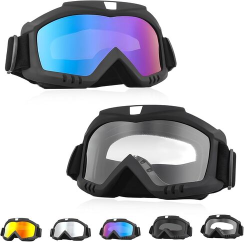 Dirt Bike Goggles, Windproof Off Road Racing Skiing Glasses, Wide Vision Riding Safety Motorcycle Goggles for Women Men (Colorful) in Saudi Arabia