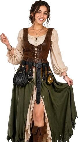 إكسسوارات عصر النهضة CICOCI الفايكنج Steampunk من القرون الوسطى للسيدات عصر النهضة زي حزام تنورة للتنزه في زجاجة محفظة نسائية للعملات المعدنية in Saudi Arabia