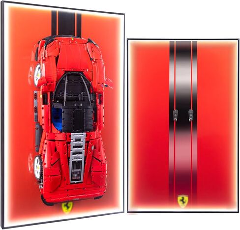 Display Wallboard for Lego Technic 42143 Ferrari Daytona SP3 Race Car, Display Wall Mount with Led Lights, Home Decor Adult Collectibles Wall Mount, Gift for Car Model Collectors(No Car Included) in Saudi Arabia