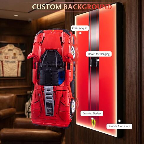Display Wallboard for Lego Technic 42143 Ferrari Daytona SP3 Race Car, Display Wall Mount with Led Lights, Home Decor Adult Collectibles Wall Mount, Gift for Car Model Collectors(No Car Included) in Saudi Arabia