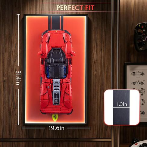 Display Wallboard for Lego Technic 42143 Ferrari Daytona SP3 Race Car, Display Wall Mount with Led Lights, Home Decor Adult Collectibles Wall Mount, Gift for Car Model Collectors(No Car Included) in Saudi Arabia