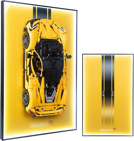 Display Wallboard for Lego Technic 42143 Ferrari Daytona SP3 Race Car, Display Wall Mount with Led Lights, Home Decor Adult Collectibles Wall Mount, Gift for Car Model Collectors(No Car Included) in Saudi Arabia