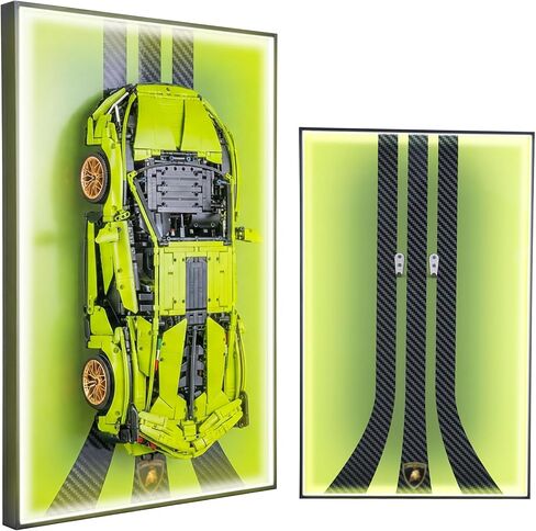 Display Wallboard for Lego Technic 42143 Ferrari Daytona SP3 Race Car, Display Wall Mount with Led Lights, Home Decor Adult Collectibles Wall Mount, Gift for Car Model Collectors(No Car Included) in Saudi Arabia