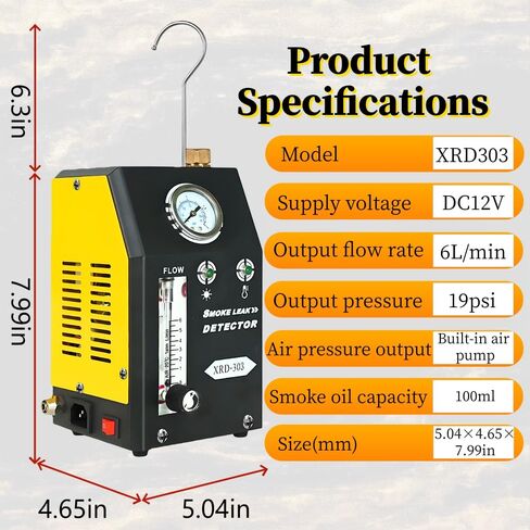 Smoke Machine with Built-in Air Pump, Pressure Gauge and Adjustable Flow Meter, 12V DC EVAP, Vacuum, Automotive Smoke Machine for Cars, Motorcycles, Trucks, Boats, ATVs in Saudi Arabia