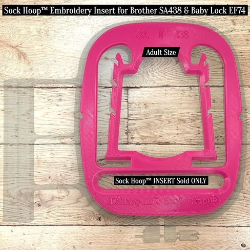 Embroidery Sock Hoop™ Aid Insert for 4X4 100X100mm SA438 Brother and Baby Lock EF74 Hoop (Adult-Size) Pink in Saudi Arabia