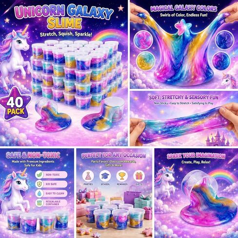 40 Pack Galaxy Slime Kit with,Slime Party Favors for Kids, Non Sticky,Wet,Soft Sludge Toy Mini Slime Bulk for Boys Girl in Saudi Arabia