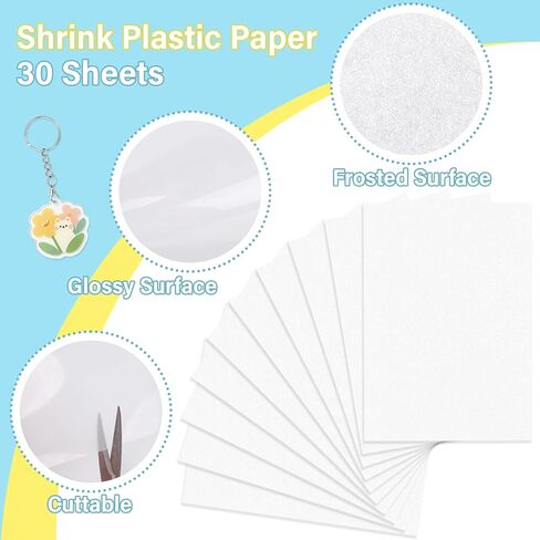 Dayify 166 Pcs Shrink Paper Keychain Kit, 30 Pcs Shrink Plastic Sheets for DIY Crafts, Complete Shrinky Art Set with Hole Punch, Jump Rings, Beaded Chains, Lanyards & Keychain Supplies in Saudi Arabia