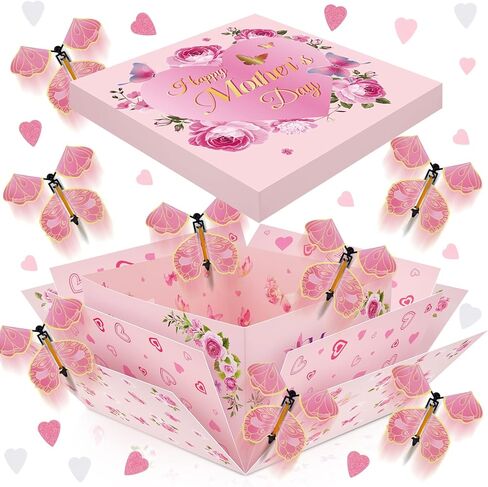 Graduation Gift Boxes 2026, Surprise Gift Box Explosion with 8 Pcs Flying Butterfly Photo DIY, Graduation Box 2026 Exploding Gift Box for High School College Graduate Party Decoration (Pink & Glod ) in Saudi Arabia