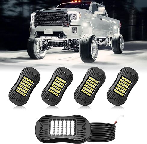 SHINIGHT 12 Pods White Rock Lights 6000K Pure White Super Bright Underglow Light,10FT/3M Extension Wires Each Light,36 LED SMD Chips,Waterproof IP68,Rock Lights for Trucks UTV ATV SUV Boats in Saudi Arabia