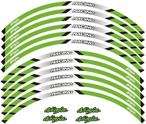 لـ Kawasaki Ninja 250 300 400 500 600 650 750 ZX6R ZX7R ZX9R ZX10R ZX14R H2 ملحقات الدراجات النارية حافة سميكة حافة خارجية غطاء حماية للعجلة عاكس ملصق حلية شريط (أخضر) in Kuwait