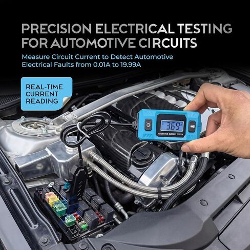 Automotive Car Circuit Fault Probe Tester - Portable Auto Current Tester for Parasitic Battery Drain Fuse Draw - 20A 48V 0.01A to 19.99A High-Precision Checker with LED Display Front Lighting in Saudi Arabia