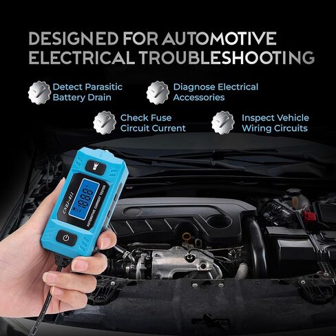 Automotive Car Circuit Fault Probe Tester - Portable Auto Current Tester for Parasitic Battery Drain Fuse Draw - 20A 48V 0.01A to 19.99A High-Precision Checker with LED Display Front Lighting in Saudi Arabia