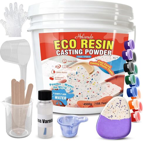 Eco Resin Casting Powders 158.7oz, Resincrete Gypsum Craft Powder, Water Activated Plaster Casting Powder, Fast Cured Easy Mixing Self Leveling for DIY Crafts Making Home Art Sculpture Molds in Saudi Arabia