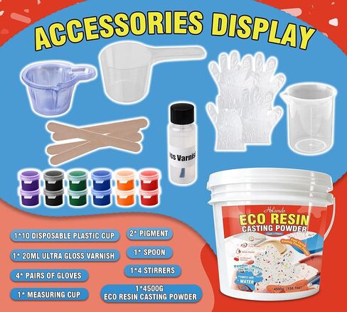 Eco Resin Casting Powders 158.7oz, Resincrete Gypsum Craft Powder, Water Activated Plaster Casting Powder, Fast Cured Easy Mixing Self Leveling for DIY Crafts Making Home Art Sculpture Molds in Saudi Arabia