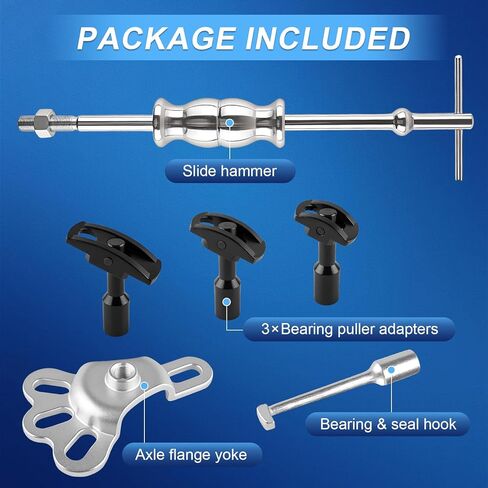 Rear Axle Bearing Puller Tool Kit & Slide Hammer Set, Heavy-Duty Axle Seal & Bearing Remover with Slide Hammer Yoke, 3 Adapters (1-1/4" to 2-7/8" IDs), Premium Automotive Repair Tool in Saudi Arabia