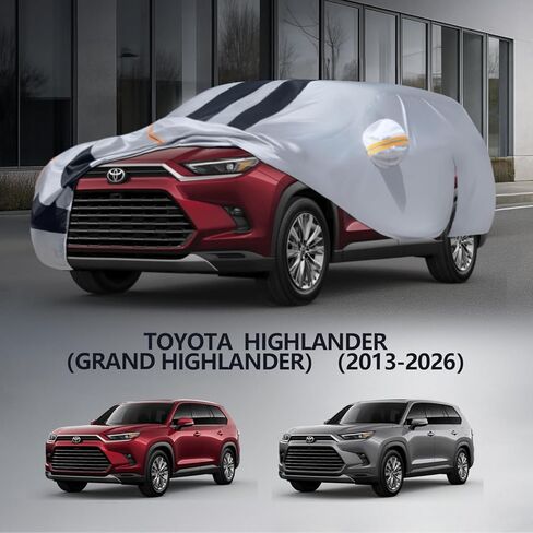 غطاء سيارة متعدد الطبقات مناسب خصيصًا لسيارة Hyundai Palisade (2018-2026)، مقاوم للماء بنسبة 100% في جميع الأحوال الجوية للسيارات، هدية مع منشفة، أغطية سيارة شديدة التحمل للحماية من أشعة الشمس فوق البنفسجية مع سحاب للباب in Kuwait