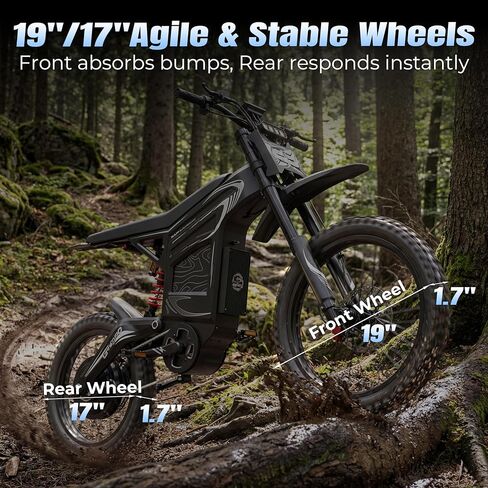 GT600 Electric Dirt Bike for Adults, 7500W Peak 50MPH Electric Motorcycle, 72V 30AH Battery, 100 Miles Long Range, 19"/17" Off-Road Tires, NFC Start, Dual Suspension & Hydraulic Brakes in Saudi Arabia